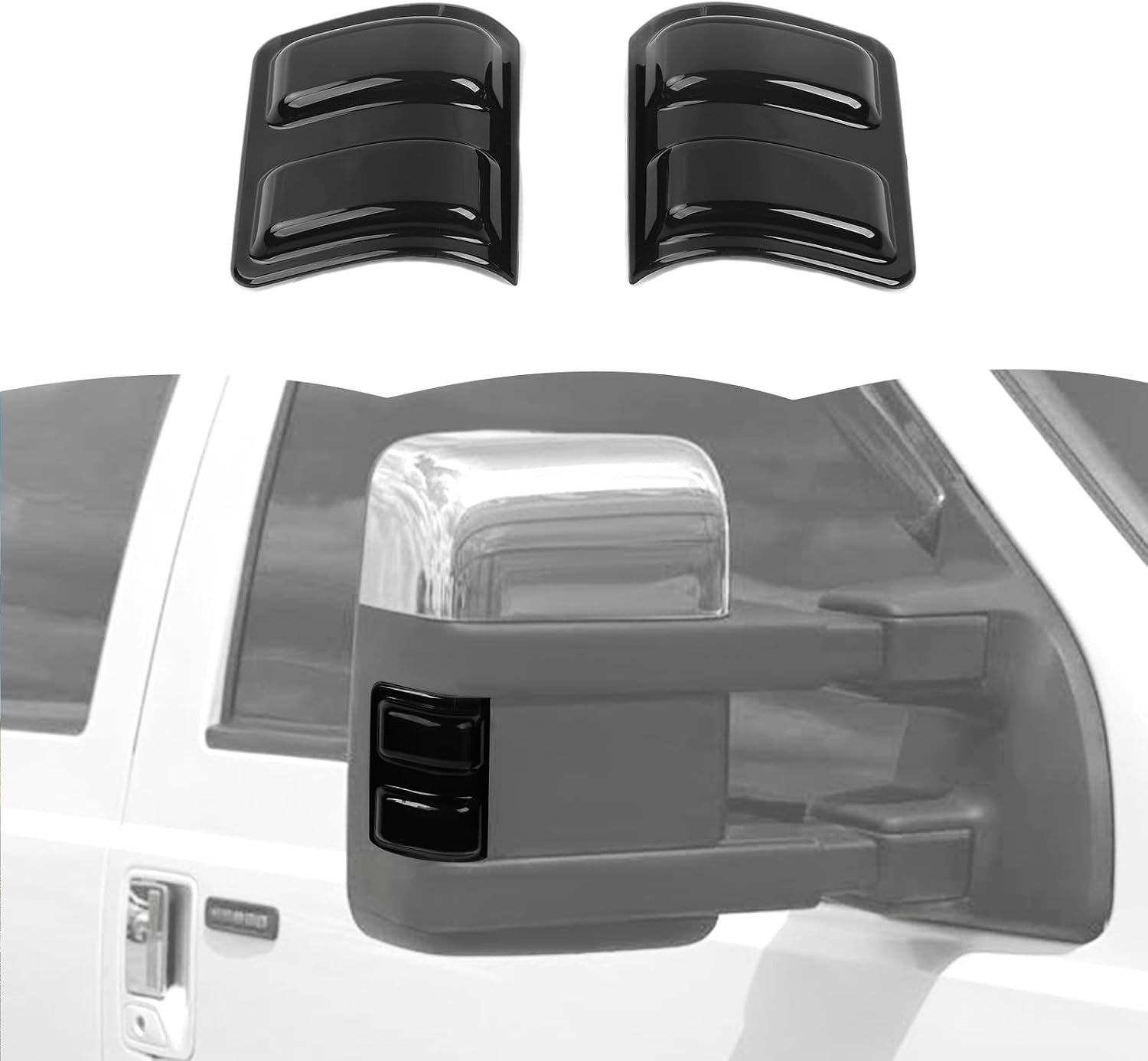 RT-TCZ Smoked Black Rearview Mirror Turn Signal Light Cover Trim Decoration Exterior Accessories for Ford F250/F350/F450/F550 2008-2016