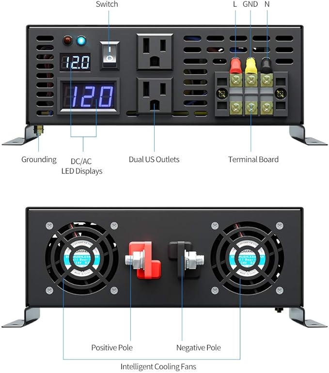 WZRELB Home Power Supply Off Grid Pure Sine Wave 12Vdc to 120Vac 60Hz 4000W - Image 3