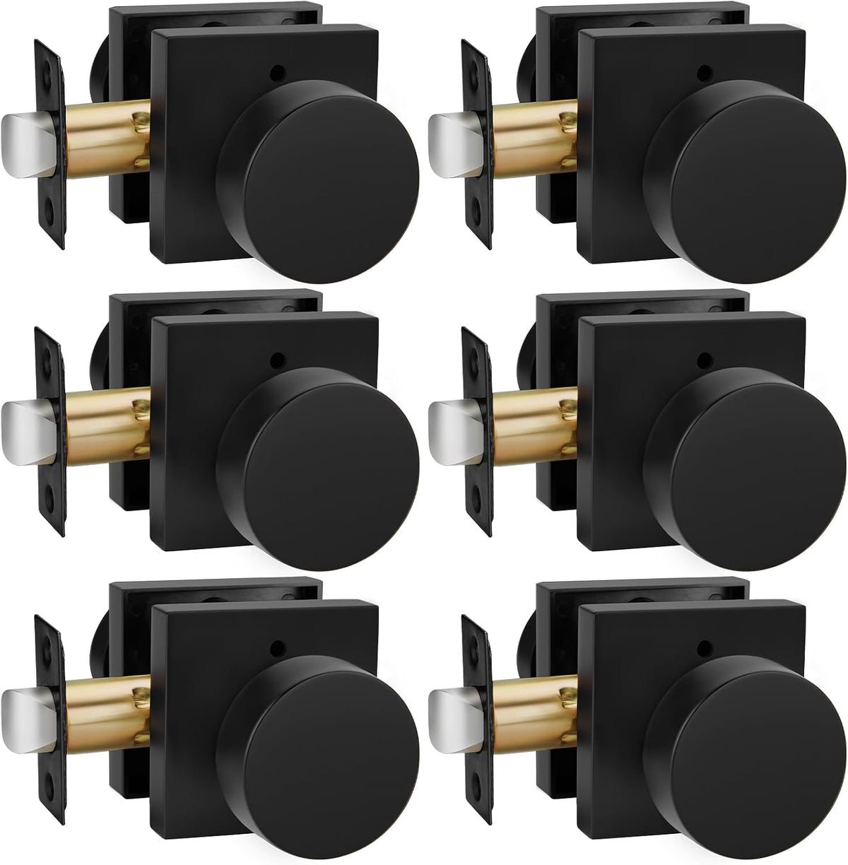 goldenwarm matte black door knobs interior, privacy door, main product view