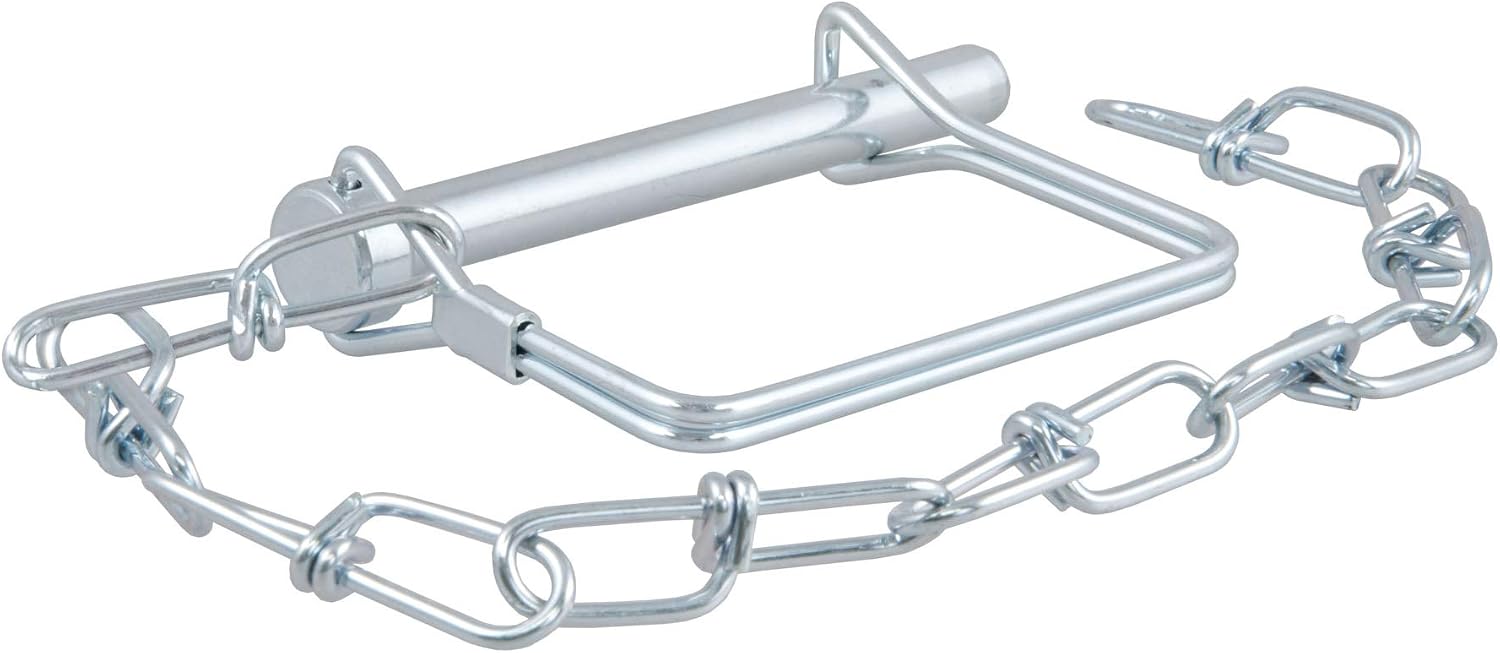 CURT 25035 Trailer Coupler Pin with 12-Inch Chain, 5/16-Inch Diameter x 3-Inch Long, Clear ZINC