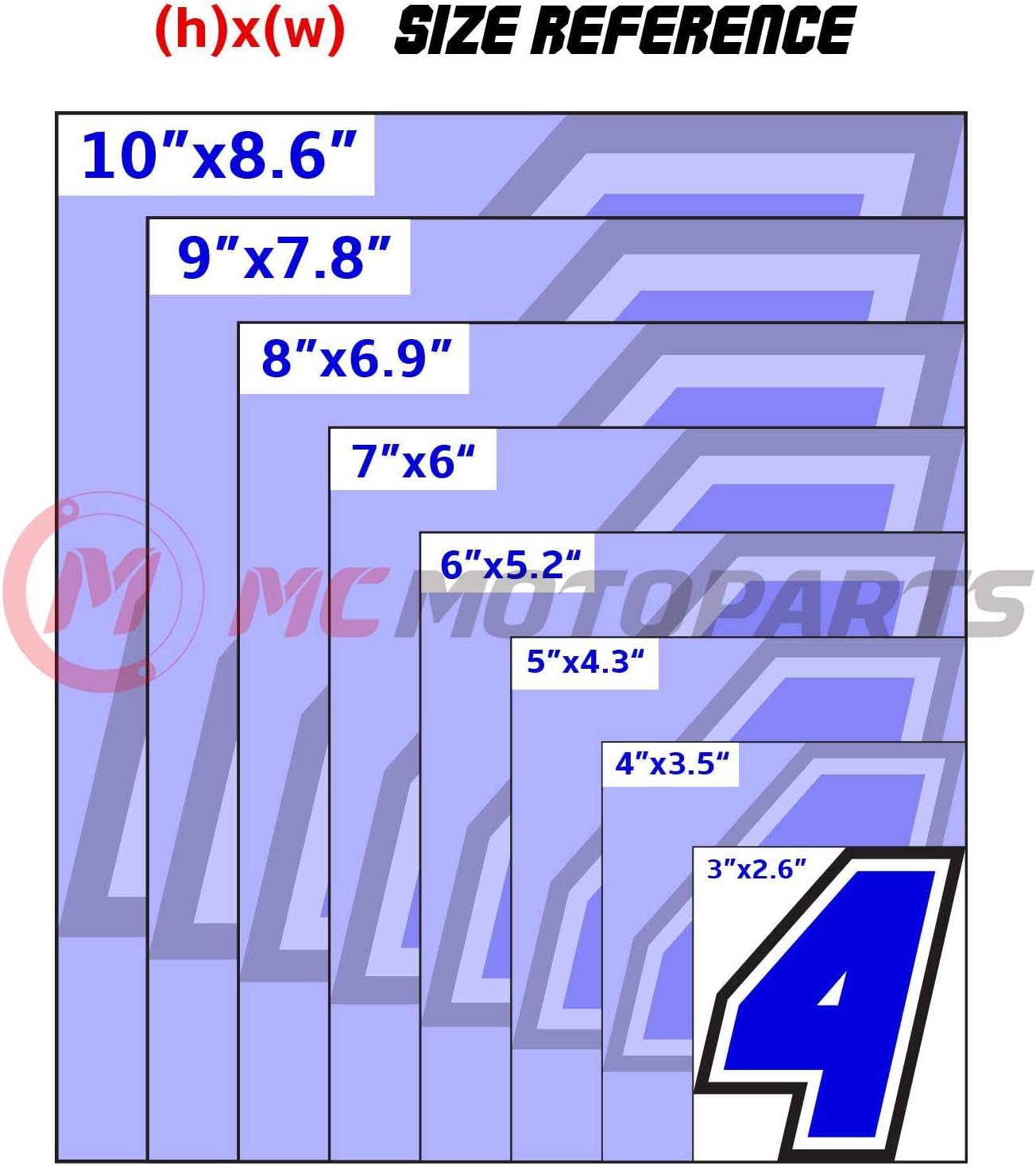 MC MOTOPARTS Custom Racing Number Decals (Set of 3) – Premium 3-Layer Outline Style – Personalized Number – Waterproof Vinyl for Motocross, ATV & Dirt Bike Plates (3–10 Inch)