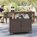 happygrill outdoor storage cabinet with wheels, pe rattan, main product view