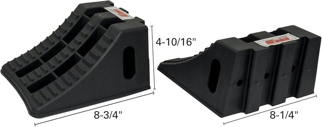 Extreme Max 5800.5852 Heavy-Duty Interlocking Wheel Chock for Tandem Axle Trailers and RVs - 9.2" x 8.2" x 4.7", Pair