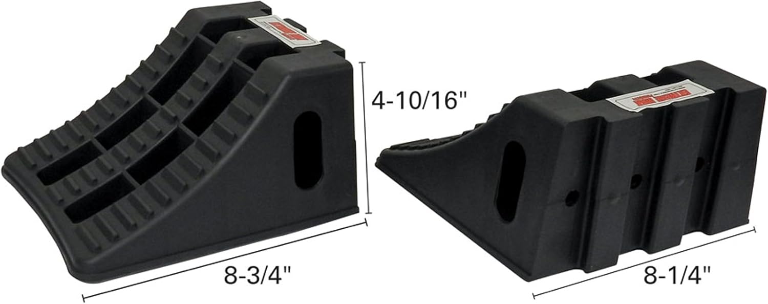 Extreme Max 5800.5852 Heavy-Duty Interlocking Wheel Chock for Tandem Axle Trailers and RVs - 9.2" x 8.2" x 4.7", Pair