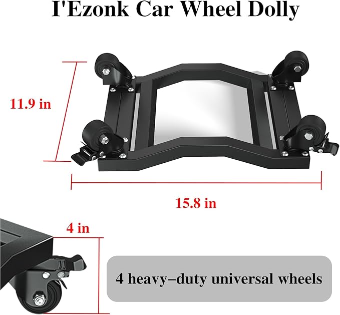 I'EZONK Industrial Stainless Steel Car Dolly Set of 2-6, 084kg Capacity | Pro - Image 2