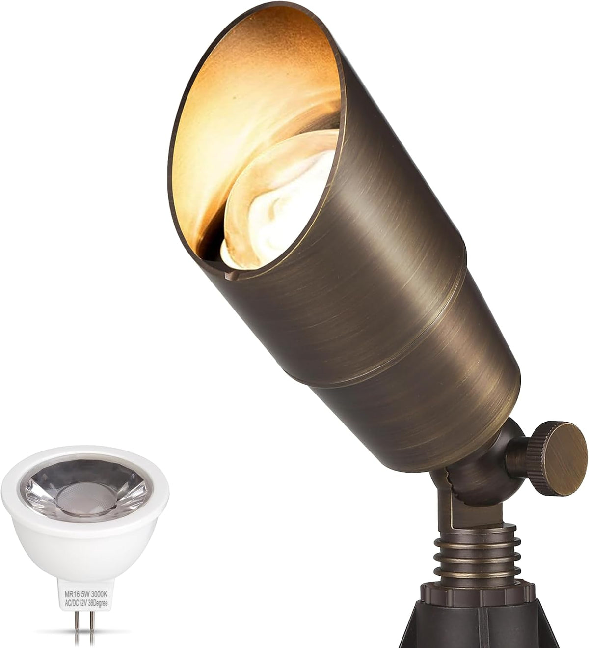 Gardencoin Solid Brass Outdoor Landscape Spotlight, 12V Low Voltage LED Spot