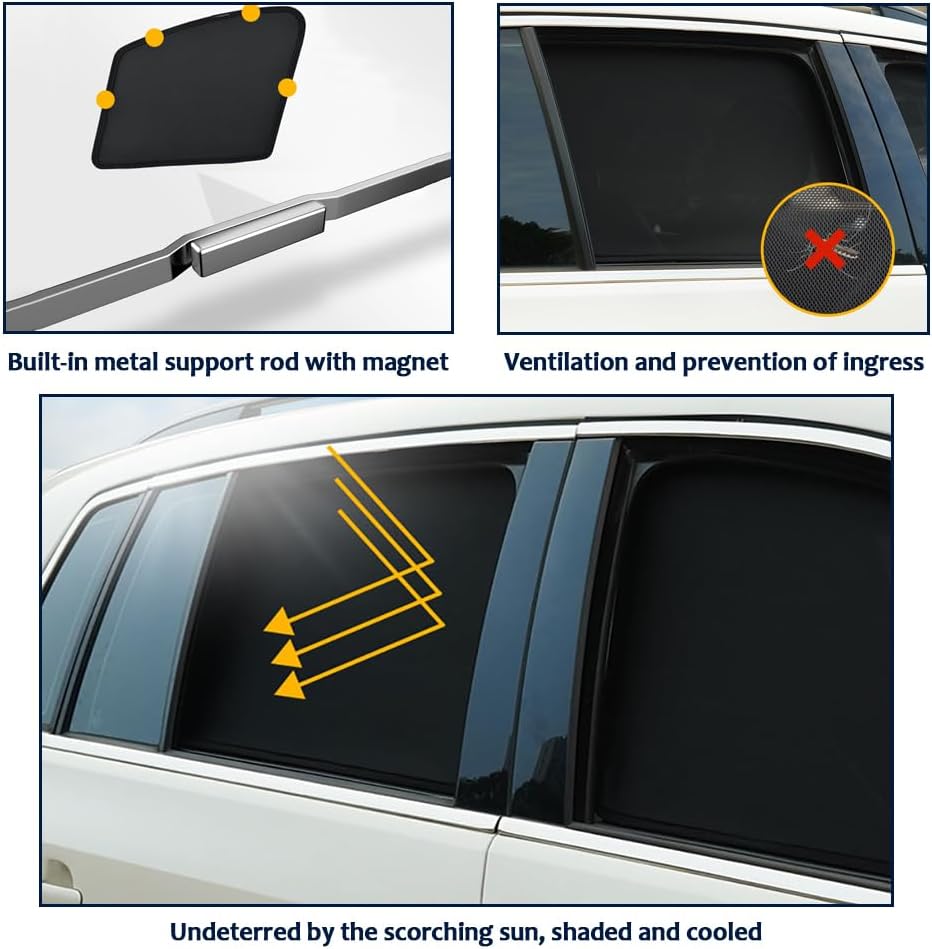 Car Window Shades for VW Passat 2018-, Breathable Mesh Car Shades for Side Windows UV Heat Shield Privacy Glare,7Pcs Wholecar