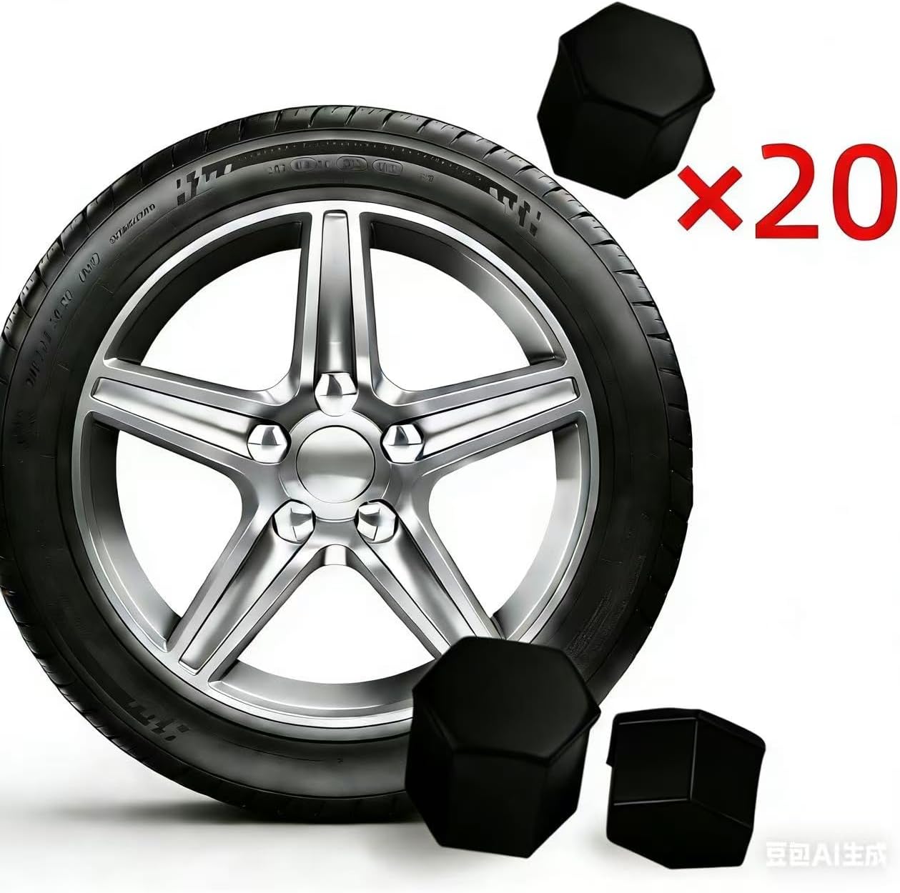 20pcs Lug Nut Covers for 2019-2025 2026 Dodge Ram 1500/2500/3500 Hexagon Wheel Bolt Caps Durable Protective Plastic,Black-17mm