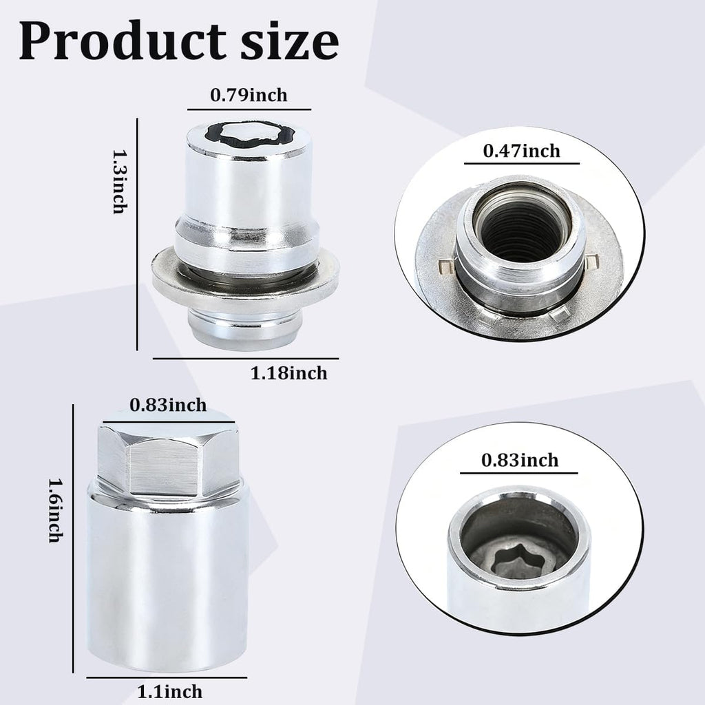 5PCS M12 x 1.5 Car Wheel Lock Lug Nut Set, 4PCS Vehicle Tire Lock and 1PC Key, 00276-00900 Anti-Theft Wheel Locking Lug Nut Set, Compatible with Matrix Avalon ES 300 CT200h