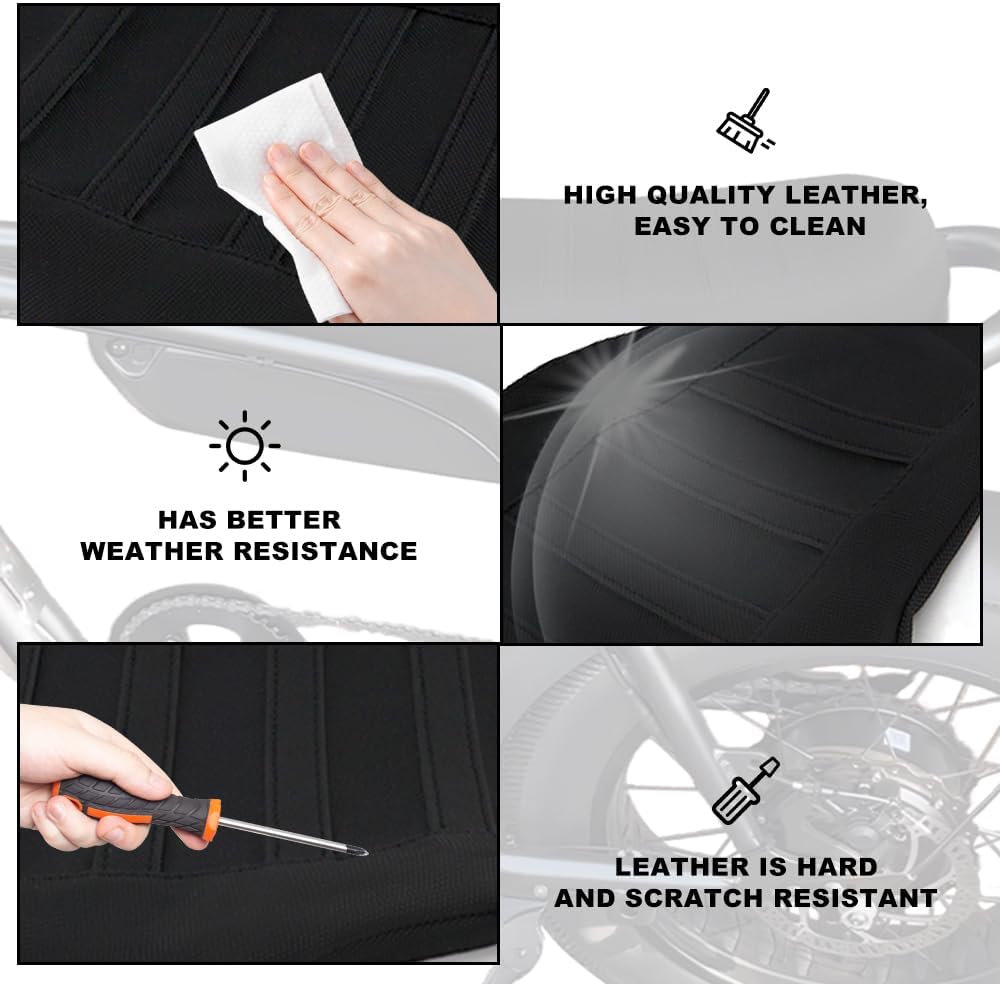 Non-Slip Seat Cover Fit for Super73 Z-Series (Z1, ZX, Z Miami) | PVC Leather Waterproof, Abrasion Resistant, Raised Center Grip, Direct OEM Replacement, Professional Install Required