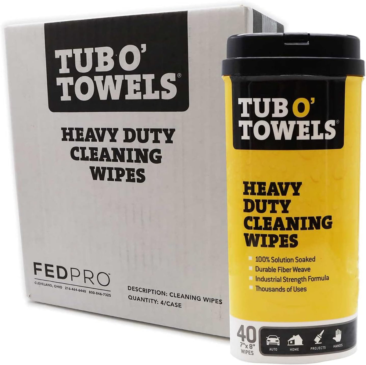 Tub O' Towels Heavy-Duty Multi-Surface Cleaning Wipes, Removes Grease, Tough