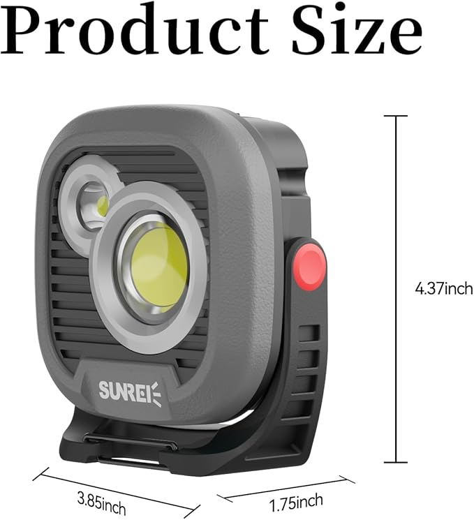 LED Rechargeable Magnetic Work Light SUNREI Mechanic Light Power Bank 180° - Image 2