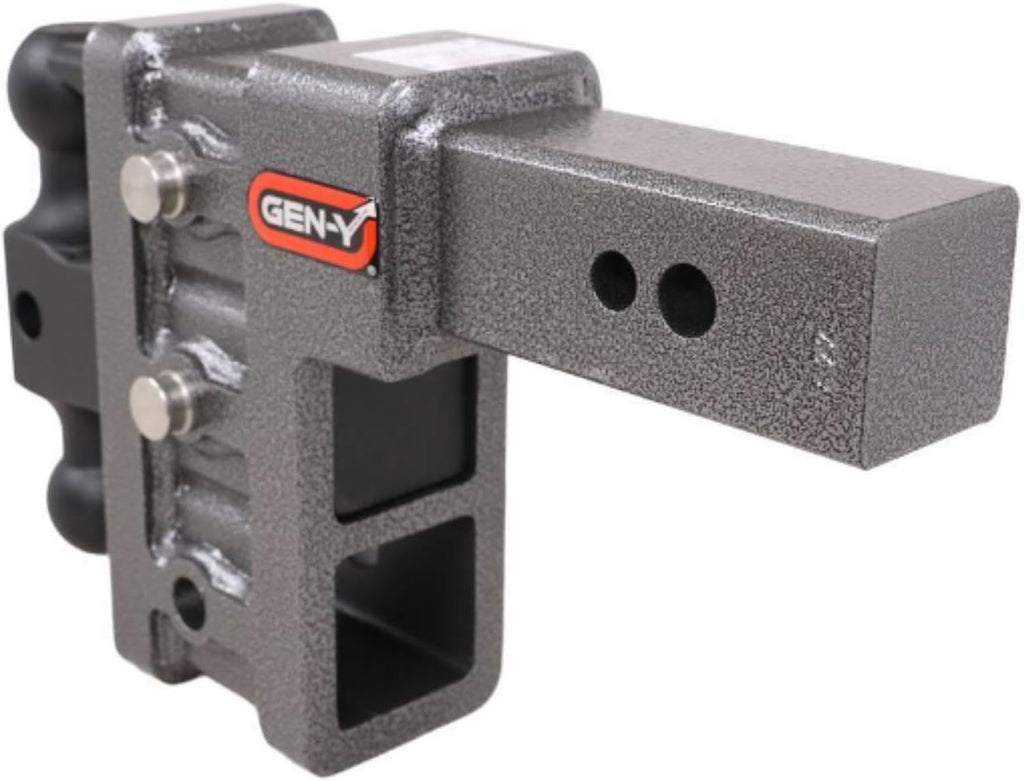 GEN-Y Hitch Tow Hitch for 2.5" Receiver - 6" Drop/Rise with 3 Adjustable Positions, Includes Dual Ball Mount, Pintle Lock and Locking Pins, 32,000 lbs Towing Capacity, 3,500 lbs Tongue Weight, Silver