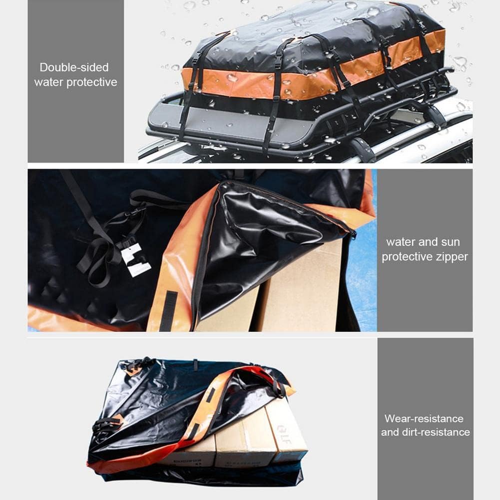 500D PVC Large Capacity Car Cargo Roof Bag Waterproof Rooftop Luggage Black Storage Travel for Cars SUV Van Truck