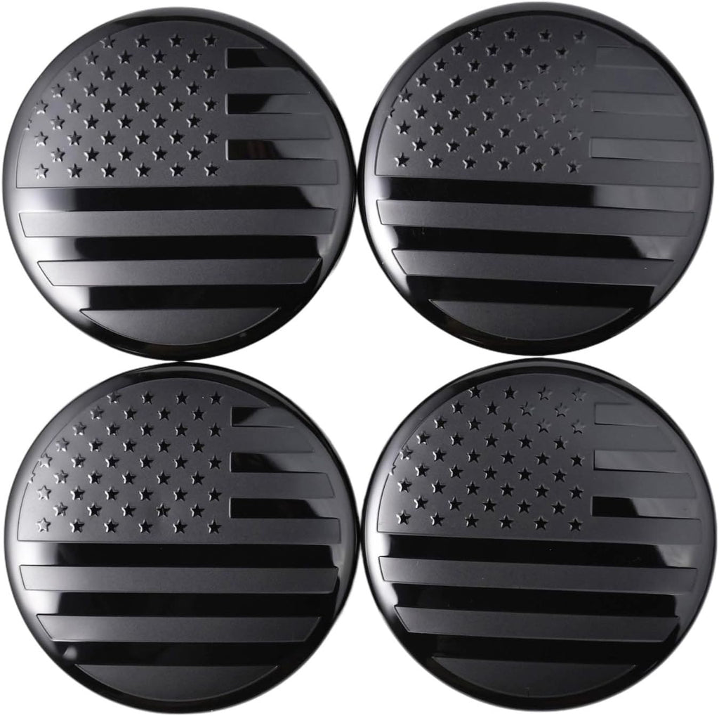 (Set of 4) for Chevrolet 3 1/4 inches=83mm Blackout American USA Flag Wheel Center Caps Covers HubCap fit Most 18"&20"&22" Rims for Suburban Silverado Tahoe & GMC Sierra Yukon Denali 22837060 9596403