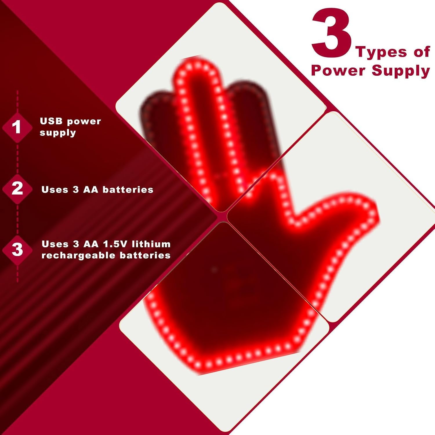 Middle Finger Car Light - Glo Hand Gesture Light for Car,Light Up Middle Finger for Cars Window, Led Hand Gesture with Remote,Road Rage Hand Led Sign, Fun Truck Accessories