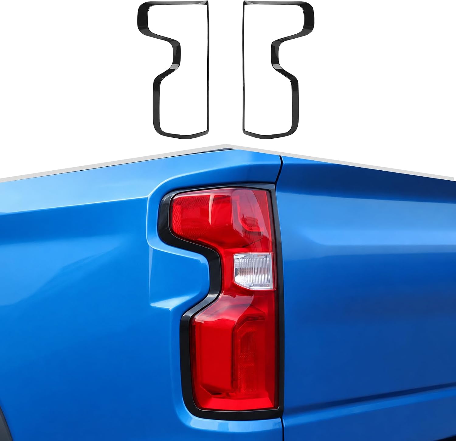 Tail Light Frame Cover Trim Compatible with Chevy Silverado 2019-2026, ABS Black Rear Taillight Bezel Exterior Accessories 2PCS