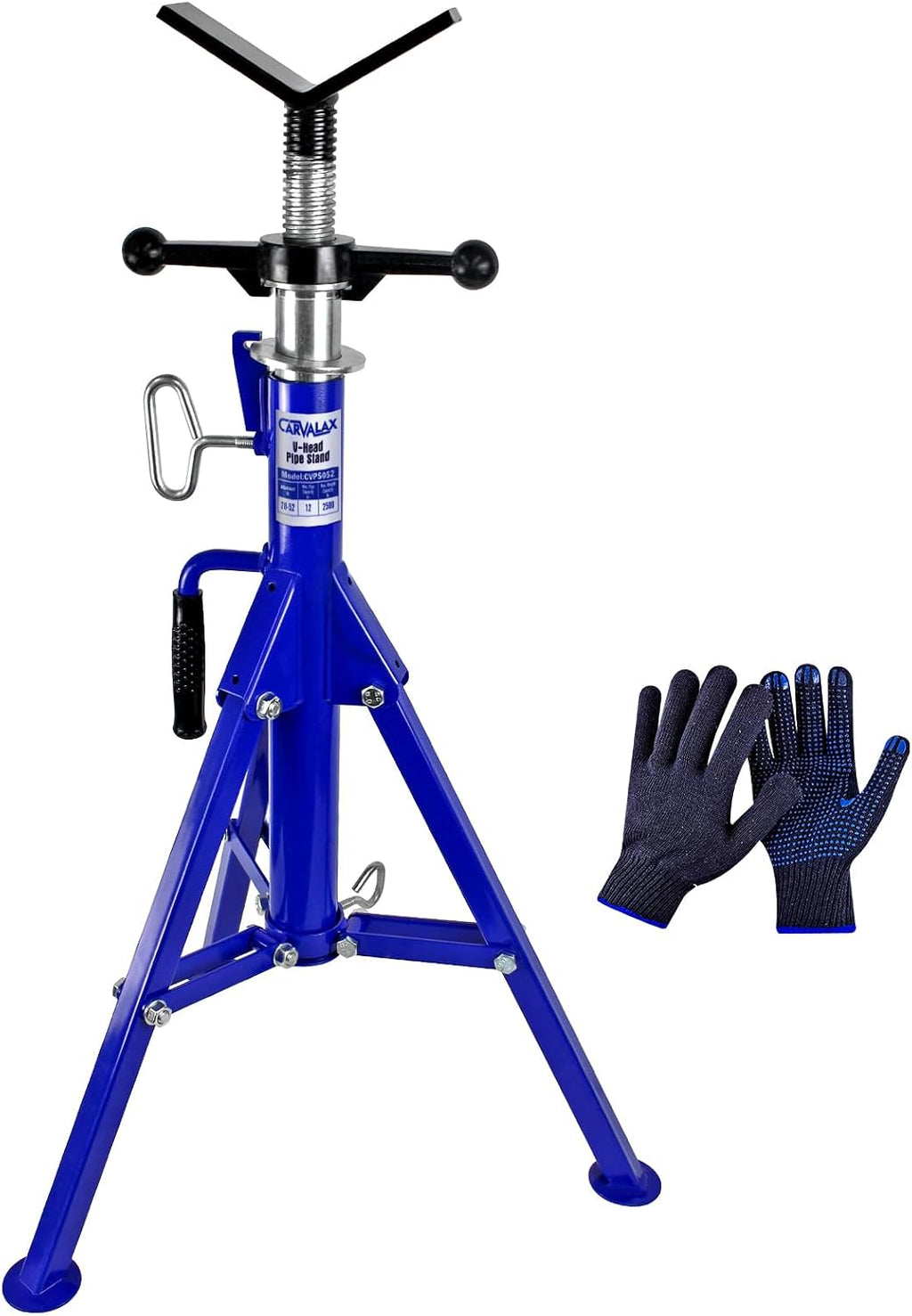 CARVALAX V-Head Pipe Jack Stands, Adjustable Pipe Stand for Welding | 28"-52" Adjustable Height, Fits 1/2"-12" Pipe Capacity, 2500LB Load Capacity, w/Portable Folding Legs