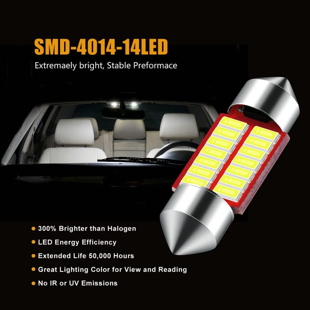 31MM Festoon DE3175 3175 LED Bulb for Car Interior Map Dome Light | Trunk Door Courtesy Footwell Light Super Bright 6000K White 10-Pack