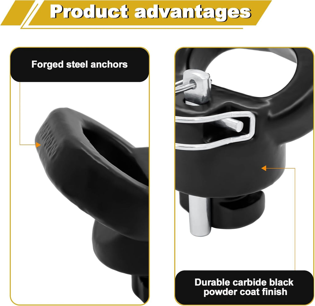 60617 Puck System Gooseneck Safety Chain Anchors, Compatible with 2013-2026 Dodge RAM 2500 3500, Cast Steel Gooseneck Hitch Safety Anchors with Carbide Black Powder Coat Finish, 30000 lbs GTW, 2 PCS