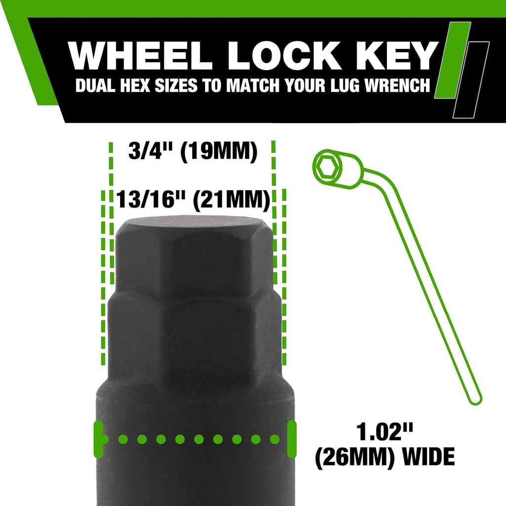 DPAccessories Locking Lug Nuts Compatible with 2025-2026 Nissan Kicks | for Factory Aluminum Wheels Only | Set of 4 Chrome Wheel Locks & 1 Key | DNIKS502F-CH/LK1