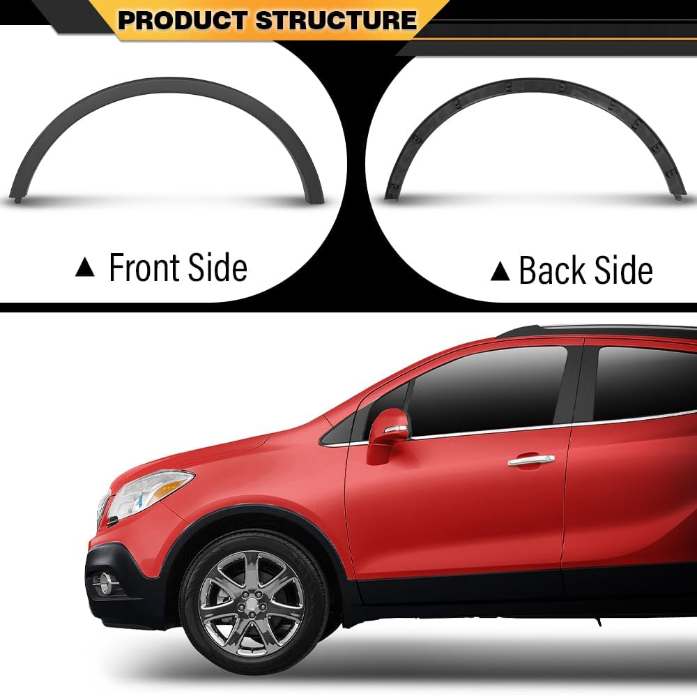 Front Left & Right Side Wheel Arch Molding Compatible with Buick Encore 2013 2014 2015 2016 2017 2018 2019 2020 2021 2022 95275468, 95275469 Black