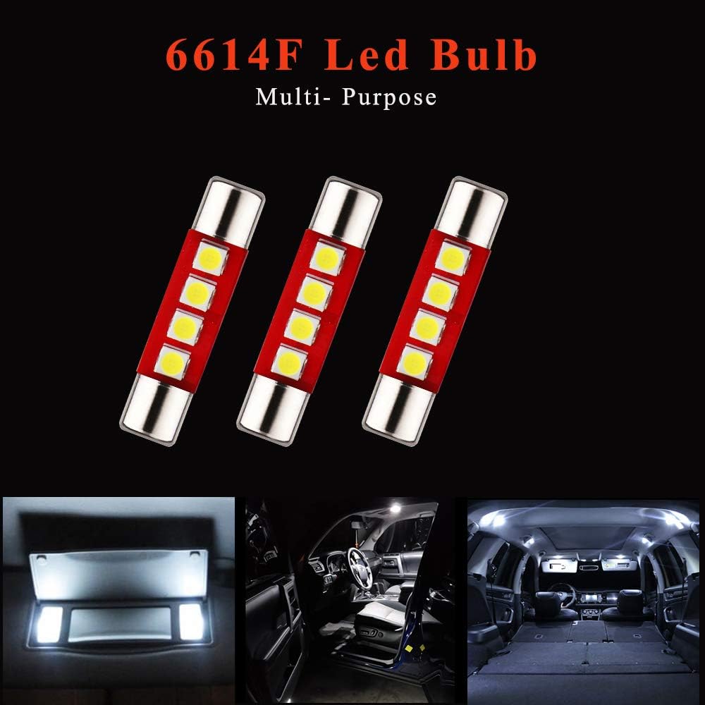 YM E-Bright White 28MM Festoon Led For Car Visor Mirror Lights, 14V1CP 6641 6612F Led Festoon Bulb 12V Dome Light, 3030-4SMD, Pack of 6
