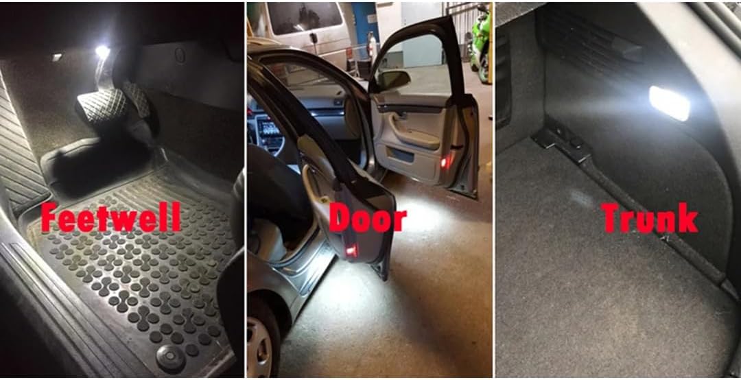 Car Trunk Light for VW Touareg Transporter Phaeton Eos Scirocco, 2pcs Door Courtesy Luggage Trunk Footwell Light