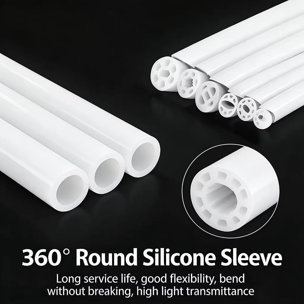 1M Waterproof Silicone Neon Tube Cover - Flexible 360° Luminous LED Strip Diffuser,1pcs