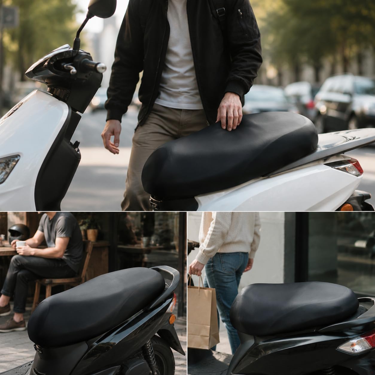 Universal Waterproof Scooter Seat Cover, Durable Elastic Moped Seat Protector, Easy Install, Dustproof Sunproof for Most Scooters & Mopeds