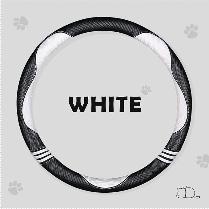 Car Steering Wheel Covers for Women Girl Padded Carbon Fiber PU Leather Cute - Image 3