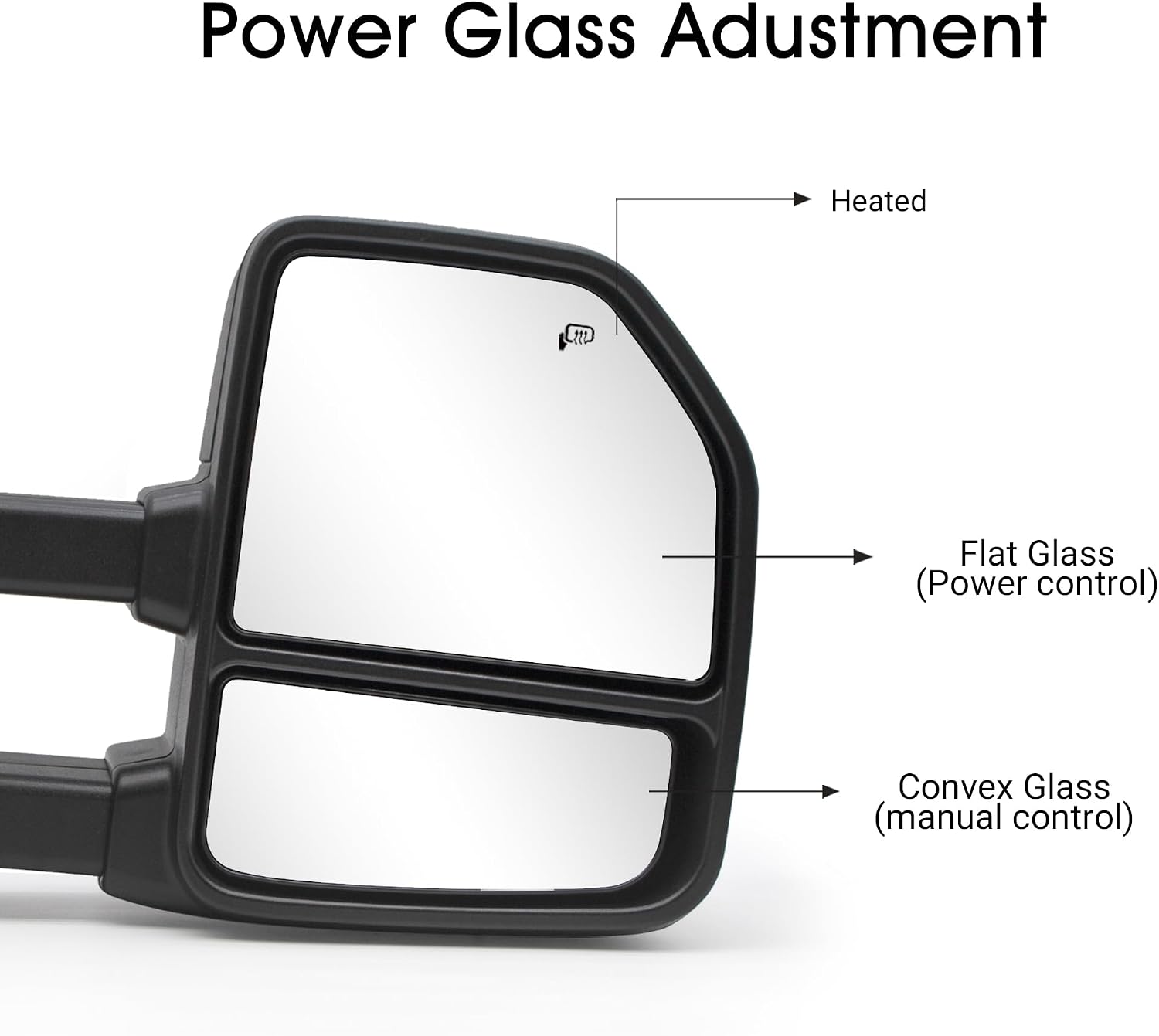 NEYASU Pair Tow Mirrors fit for 2015 2016 2017 2018 2019 2020 Ford F150 Pickup Truck Power Glass Heated Defrost LED Turn Signal Lights Temperature Sensor with 8 Pin Plug Chrome Cap