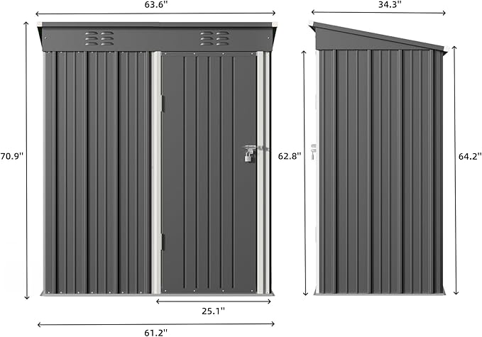 Bealife 5' x 3' Outdoor Storage Shed Clearance, Metal Outdoor Storage Cabinet - Image 8