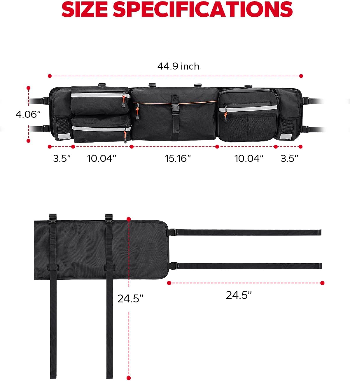 Amazicha UTV Roll Cage Organizer, Upgrade Cargo Rear Storage Bag