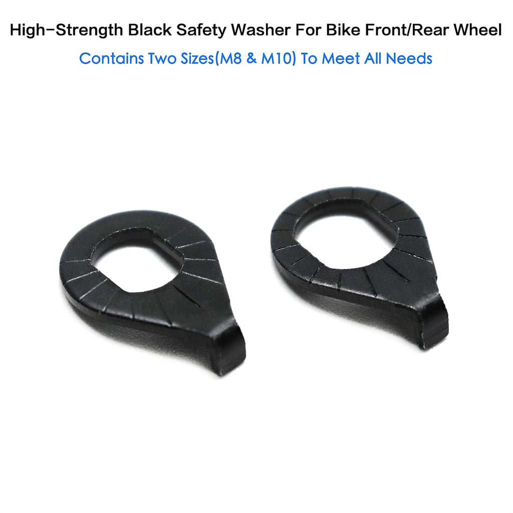 VANICE 2 Pairs Bike Wheel Safety Washer | M8 and M10 Hub Retaining Clip Hook Fixed Gasket for Mountain Road Bicycle MTB Front and Rear Axle Wheel