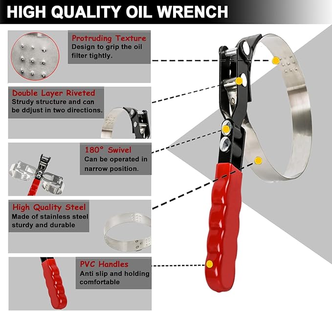 Extra Large Oil Filter Wrench, Oil Filter Wrench Tool Fits Filter from 4-3/4"to - Image 3