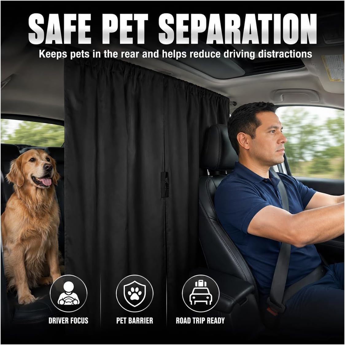 Car Window Shades, Universal UV Blocking Car Side Window Cover, Auto Divider Privacy Curtains, Removable Vehicle Interior Sunshade for Sleeping, Camping, Traveling(3PCS)