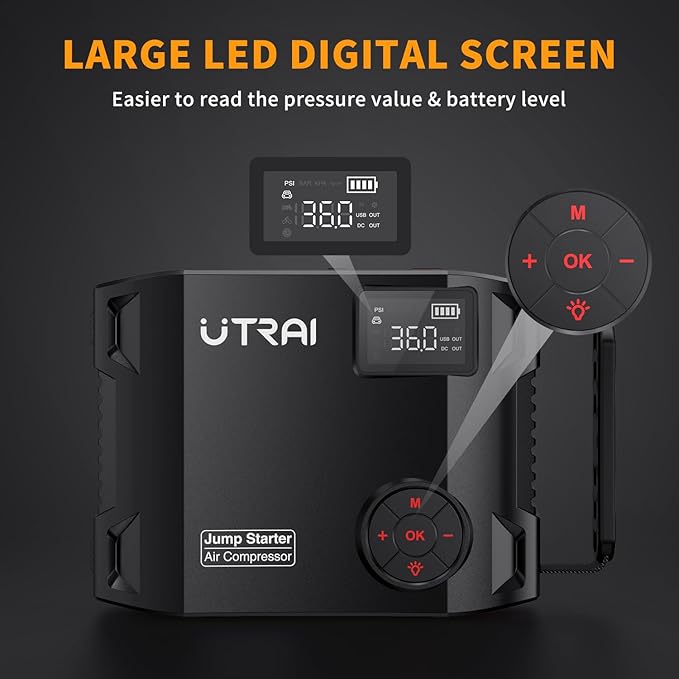 UTRAI Jump Starter with Air Compressor, 6000A 27000mAh Car Starter Jump Box - Image 7