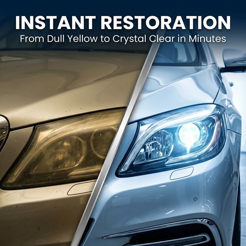 Headlight Restoration Kit, Car Headlight Cleaner and Restorer Kit, No Power Tools Required, Headlight Restoration Spray for Yellowing, Oxidation, Foggy Plastic Lenses (1)