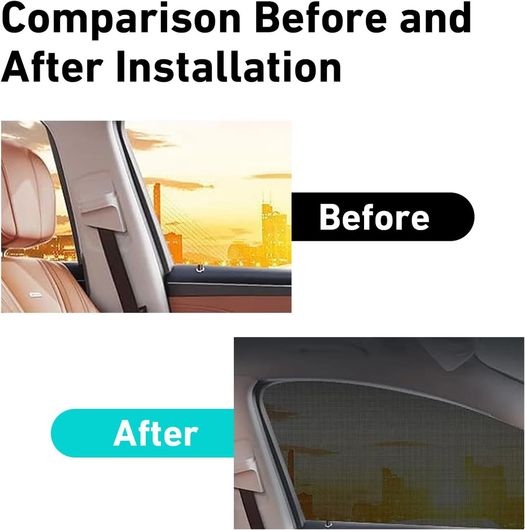 4 PCS Car Side Window Shades, Double Layer Breathable Mesh Car Window Shades, High Stretchability Full Coverage Curtains for Baby Family Travel, Universal for Most Sedan (Black #1)