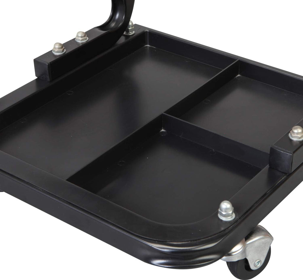 Torin ATR7211 Blackjack Rolling Creeper Garage/Shop Seat: Padded Mechanic Stool with Tool Tray Storage, Black, Large