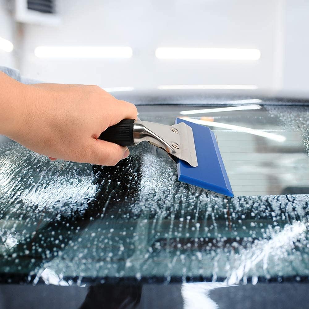 RockRose 5" Anti-Slip Handle Professional Squeegee for Window Tinting & Vinyl Wrap Applicator - Rubber Squeegee with Stainless Steel Handle Streak-Free Auto Window Cleaner for Car Available Various
