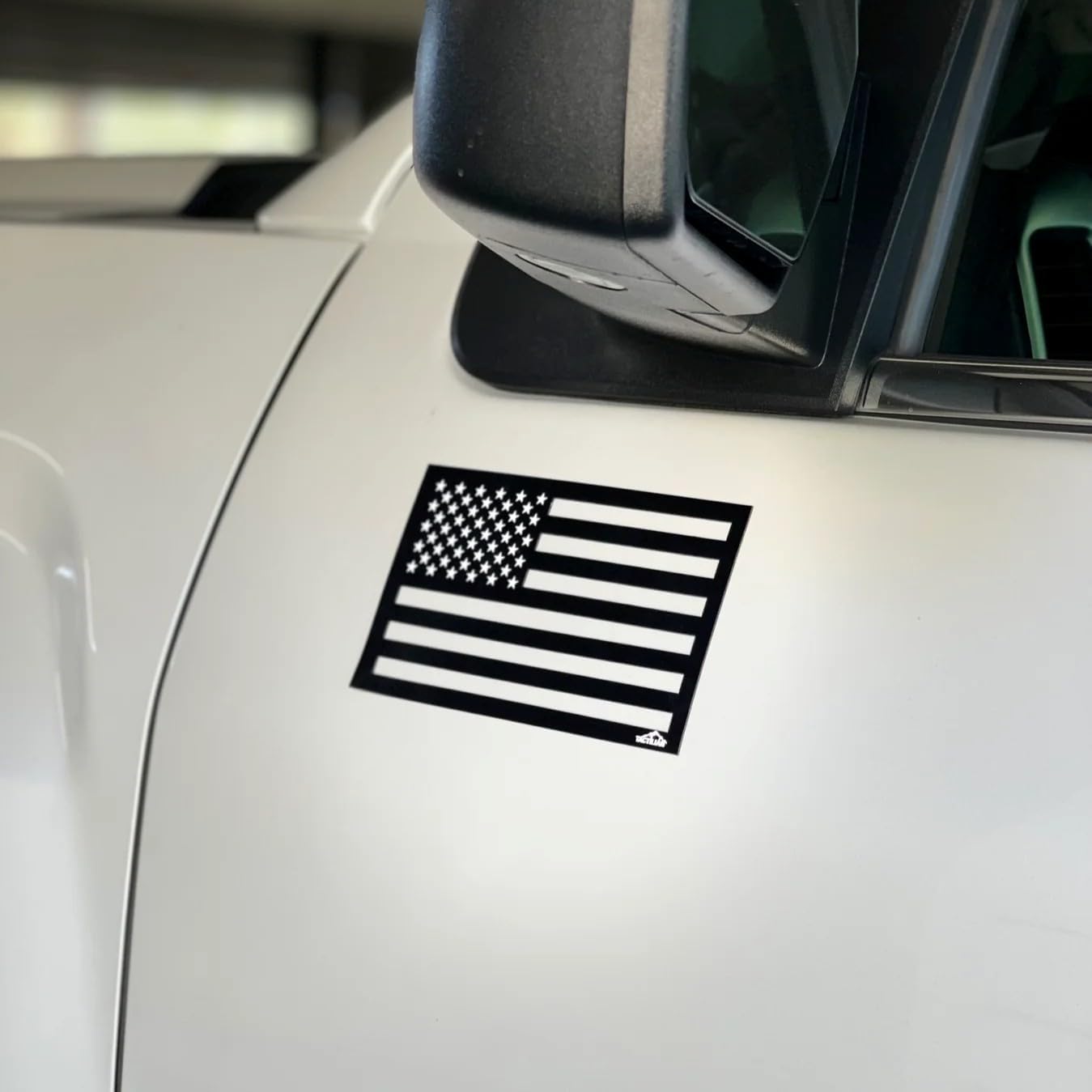 TACTILIAN Black American Flag Magnetic Decals - Made in USA Flag Magnets with White Star for Trucks Bike - Tactical Car Decal Magnets Bumber Stickers, Patriotic Fridge Magnets