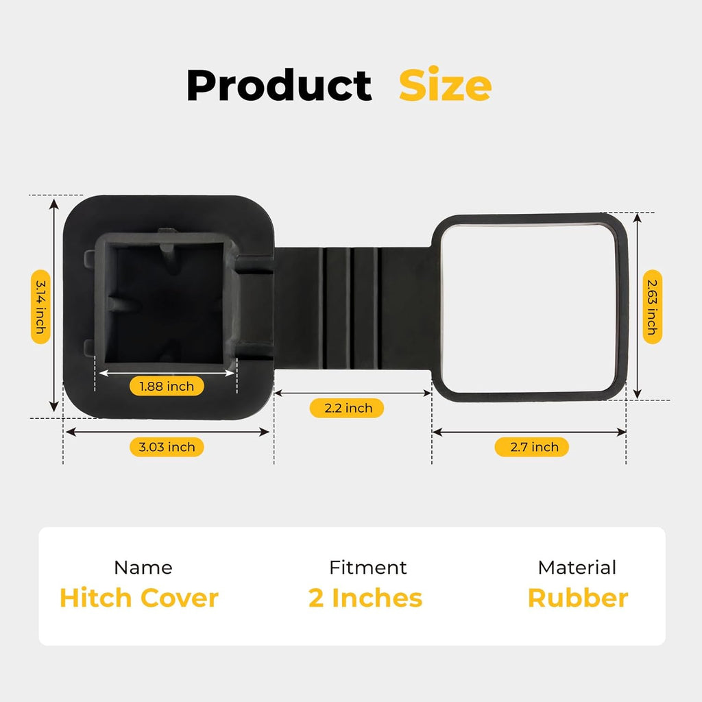 BougeRV 2 Inch Trailer Hitch Cover Tube Cover Plug Cap Rubber | Fits 2" Receivers, Car Exterior Accessories (1 Pack)