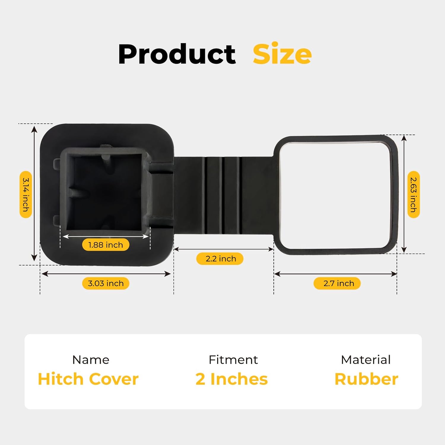 BougeRV 2 Inch Trailer Hitch Cover Tube Cover Plug Cap Rubber | Fits 2" Receivers, Car Exterior Accessories (1 Pack)