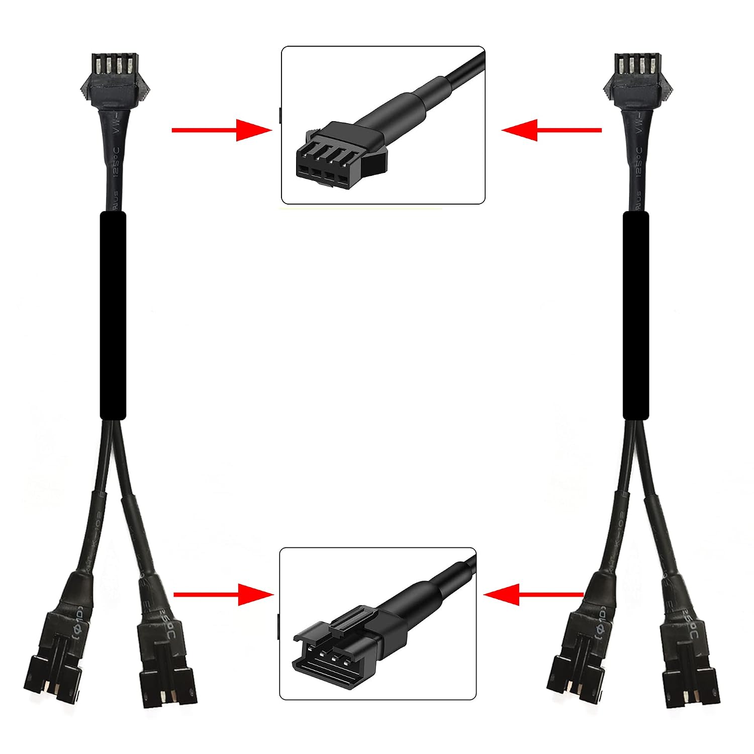 4PC 36in/90CM RGB LED Extension Cable With 2pcs 1-2 way spiltter Y cable,Rock Light Extension Wire,Neon Underglow Wire Cable Extension Kit for ATV Car Motorcycle Accent Light Strips Rock Lights