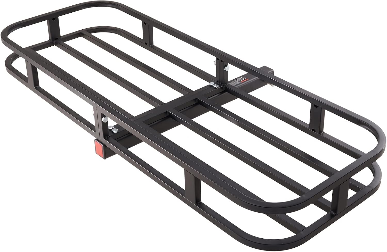 VEVOR 53 x 19 x 5 in Hitch Cargo Carrier, 500lb Capacity Trailer Mount Basket, Steel Luggage Carrier Rack Fits 2'' Receiver for SUV Truck Pickup with Net, Stabilizer, Straps, Black