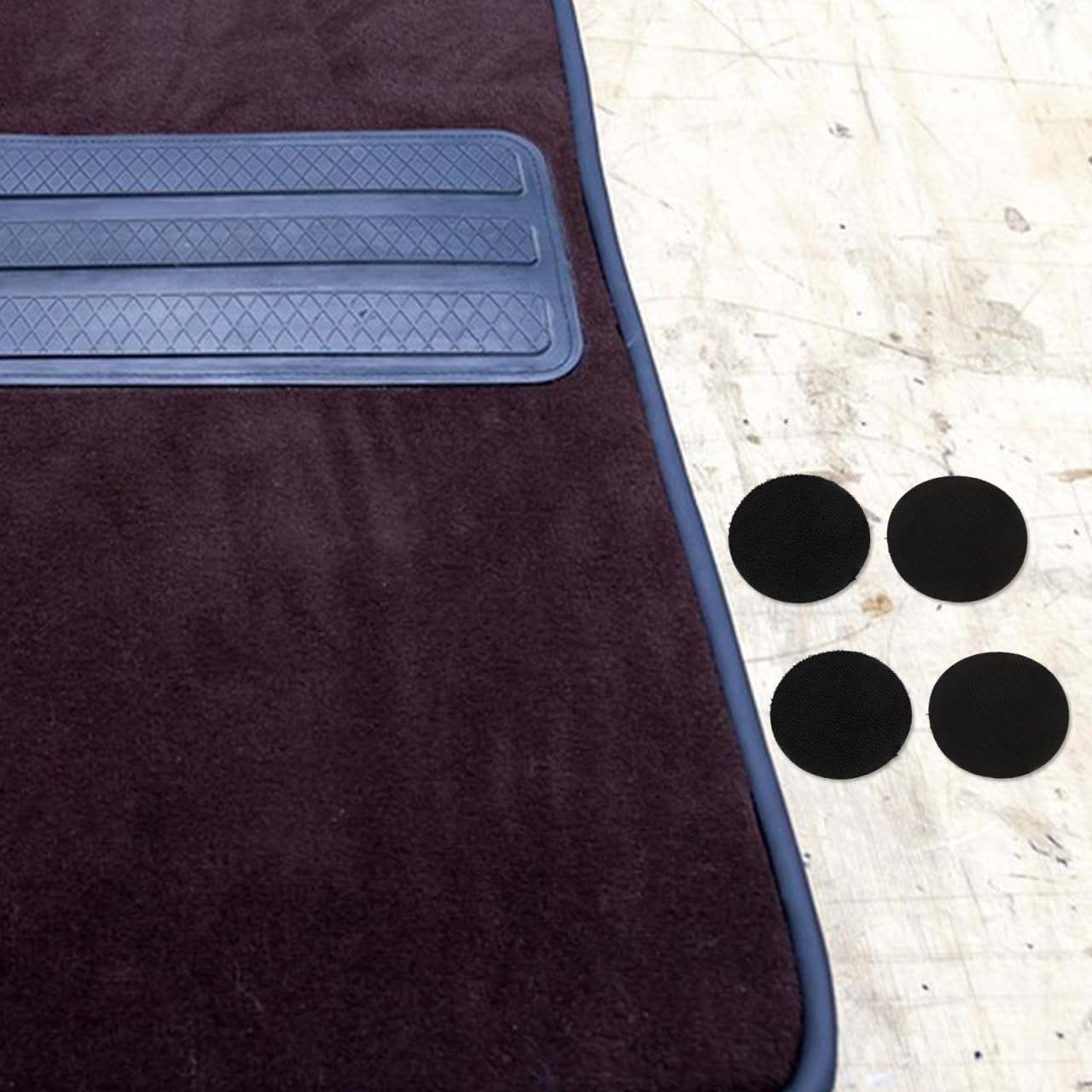 STOBAZA 20 Pairs Car Foot Pad Fixers with Self Adhesive Dual Lock Invisible Non Slip Auto Carpet Grippers for Secure Floor Mat Fixing