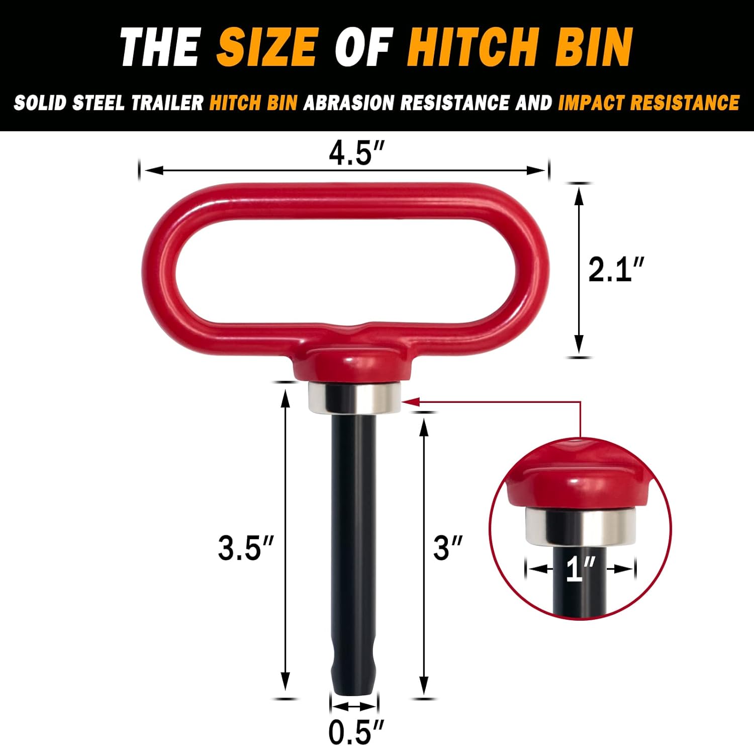 Universal Heavy Duty Zero Turn Mower Trailer Hitch and Strong Heavy Duty Neodymium Magnetic Trailer Hitch Pin with 2 Bolts -1/2'' R-Clip (Combo Pack,Red＋Orange)