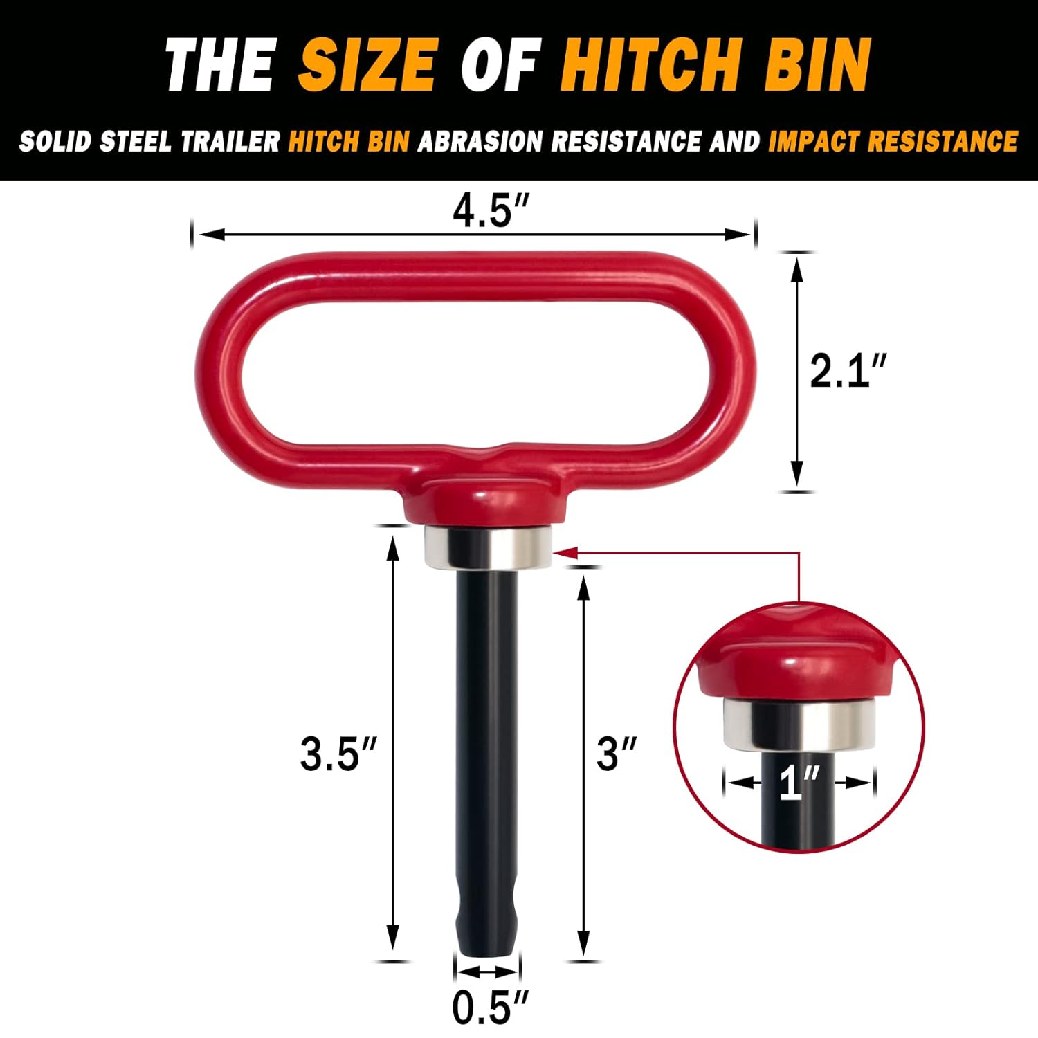 Magnetic Hitch Pin, Lawn Mower Trailer Hitch Pins 1/2 Inch - Strong Heavy Duty Magnet Trailer Gate Pin for Mowers, Lawn Tractors, Towing Cargo, ATV - Simple One Handed Hook On & Off（Red）